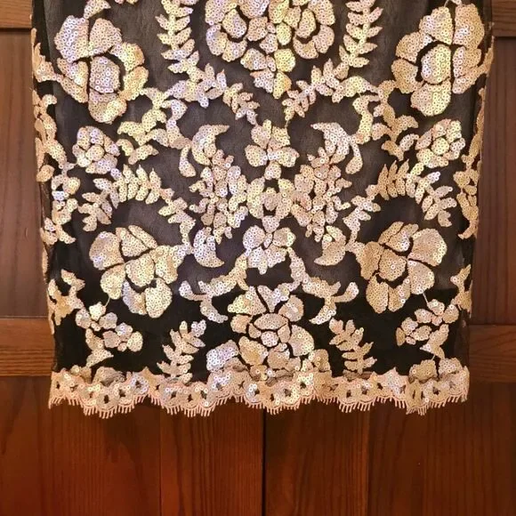 Tadashi Shoji Antique Pink Illusion Sequin Paillette Embroidered Lace Dress - Picture 4 of 15